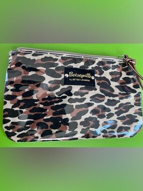 Vintage BETSEYVILLE Betsey Johnson leopard print zipper pouch case NWOT new old
